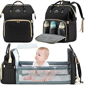 3 in 1 Diaper Bag Backpack with Changing Station, Waterproof Diaper Bag for Baby Boys Girls, Portable Mom Travel Gear…