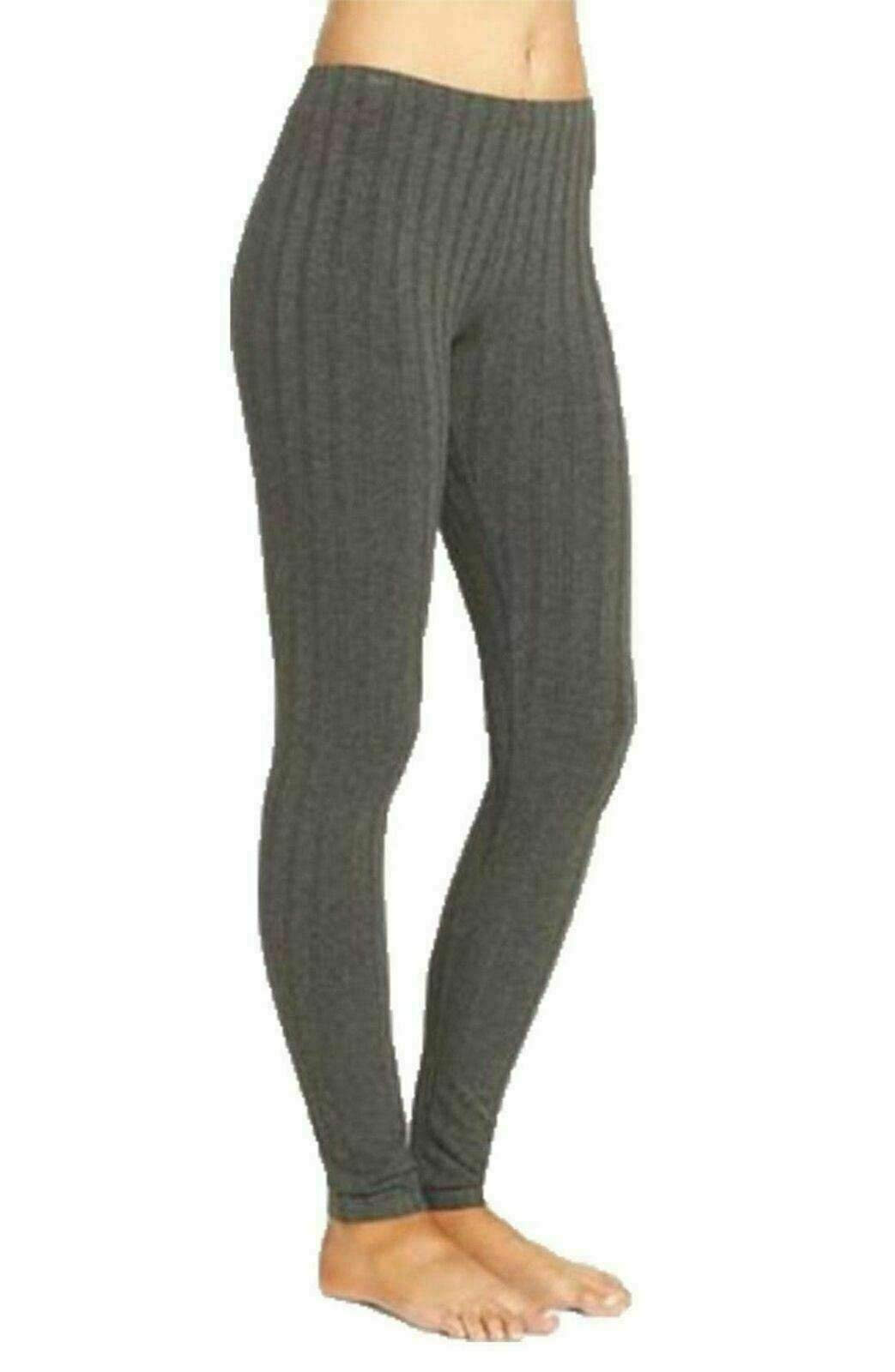 LUXE DIVA Ladies Chunky Cable Knitted Full Length Thick Stretchy Pants Warm Thick Chunky Cable Ladies Ribbed Knitted Leggings Charcoal