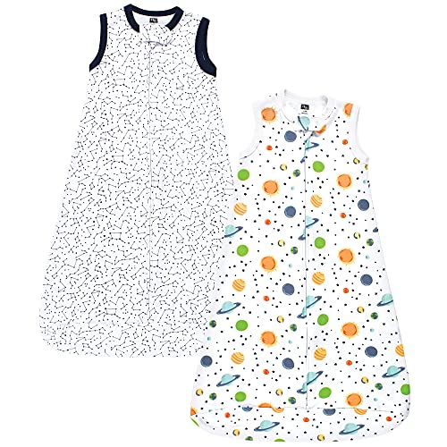 Image of Hudson Baby Unisex Baby Interlock Cotton Sleeveless Sleeping Bag, Space, 12-18 Months