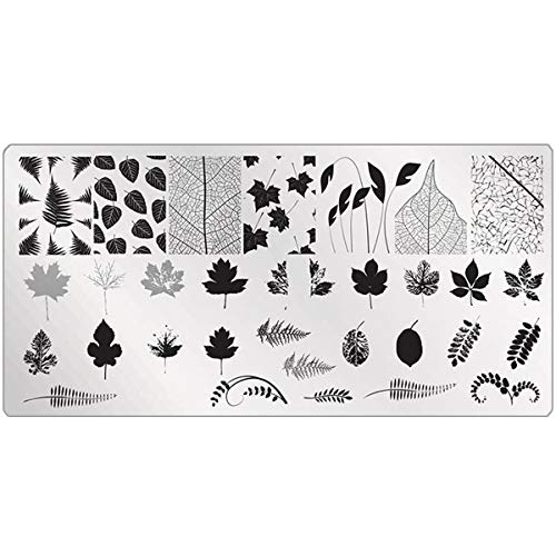 Blätter Stempel Schablone Herbst - für doppel Stamping und Fullcover - NailArt Platte Muster