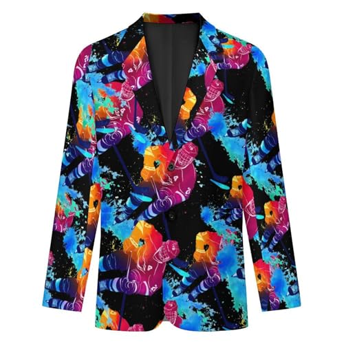 Hockey Player Colorful Men's Slim Suit Long-Sleeve Prom Tuxedo Classic Two Button Business Jacket4