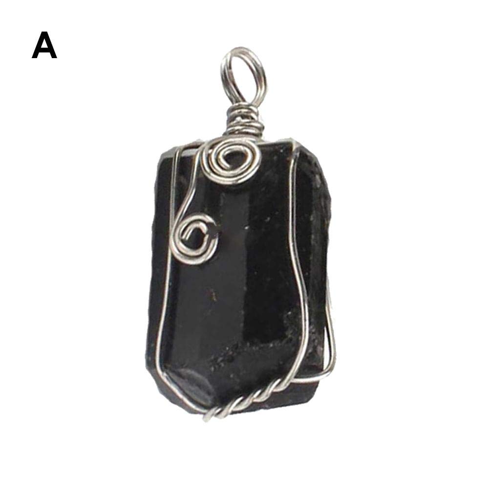 Xploit Natural Black Tourmaline Crystal Necklace Hand Braided Chakra Gemstone Pendant Necklace for Men Women