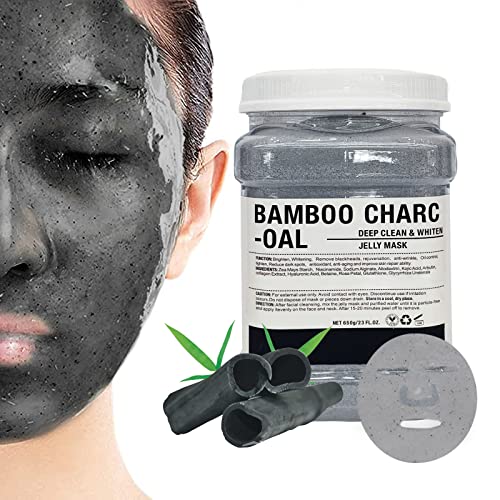 POZTL 果冻面膜粉适用于面部,BAMBOO CHARCOA 深层清洁果冻面膜,专业去角质水面膜粉适用于对抗细纹、暗沉和不均匀肤色,DIY SPA 23 液体盎司橡胶面膜粉