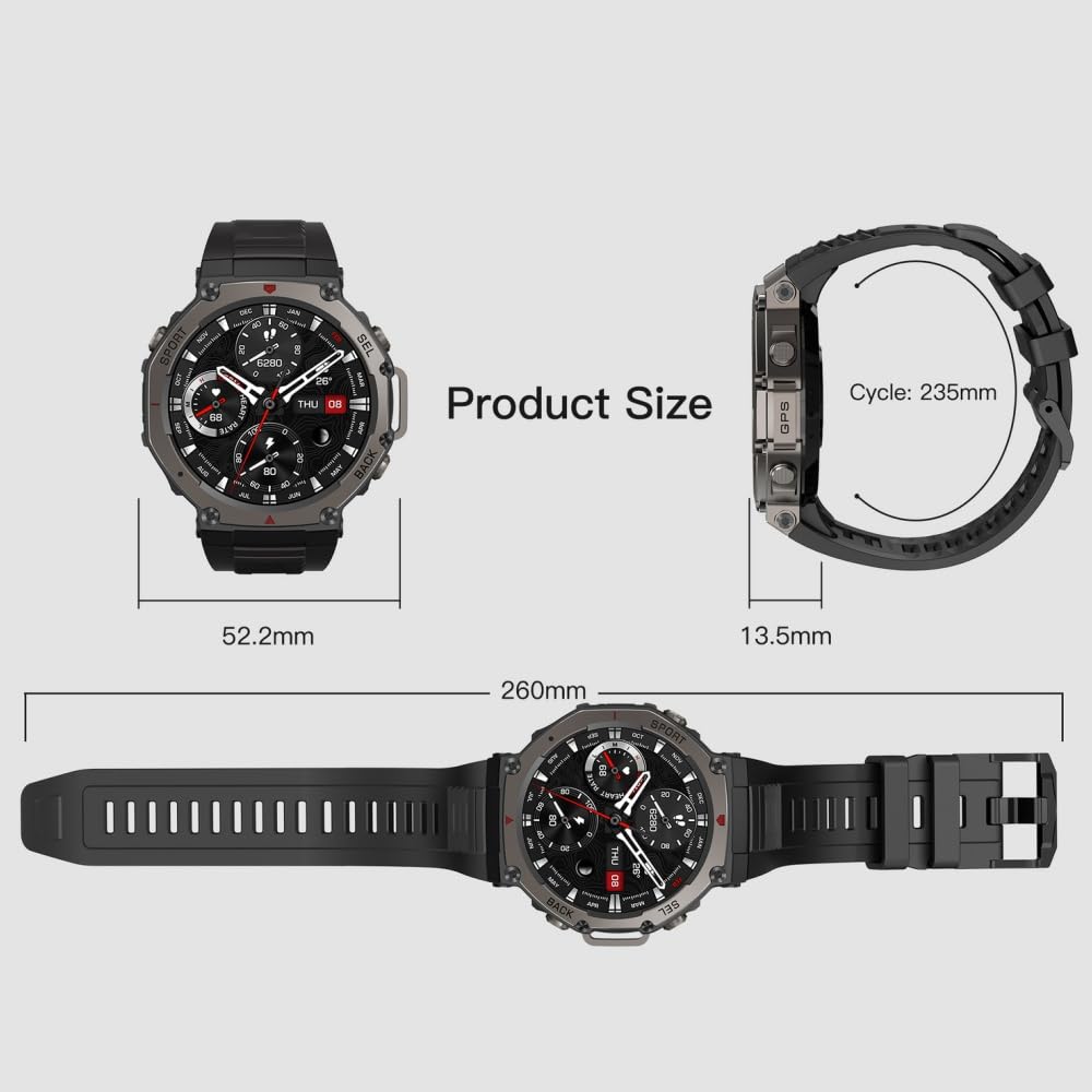 MEIION Mivrass GPS Sports Smartwatch Homme Femme 1.43" Écran Tacile - Appel Bluetooth, Cardiofréquence, Analyse Sommeil, 170+ Modes Sport, Sangle Silicone Souple et Résistante
