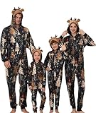 YEAXLUD Cute Matching Womens Mens Funny Gold Christmas Tree Pajamas for Family Vacation Ladies One Piece Sleepwear Holiday Couples Onesies Adult Pijamas Family Jammies Xmas Pjs(Gold Xmas Tree,3-4)