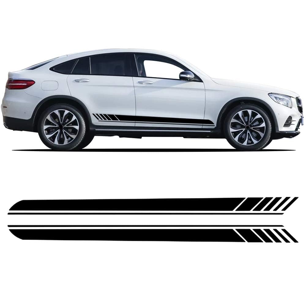 UNCLE LIAO Car Side Skirt For Mercedes Benz GLC Class X253 Coupe C253 GLC250 GLC300 GLC43 GLC63 AMG Auto Car Door Sticker Side Step Skirt.,Black