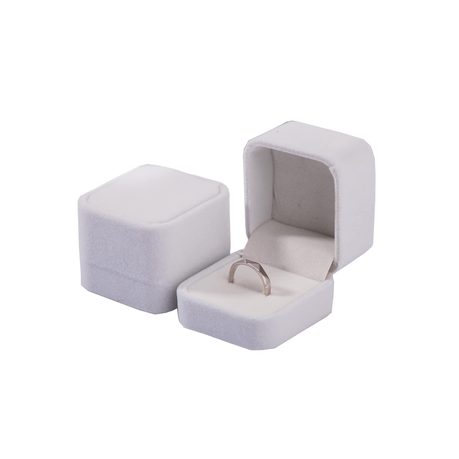 FAYADA Set of 2 White Velvet Ring Box Earring Case Jewelry Gift Boxes Wedding Valentine's Day Rings Gift Case