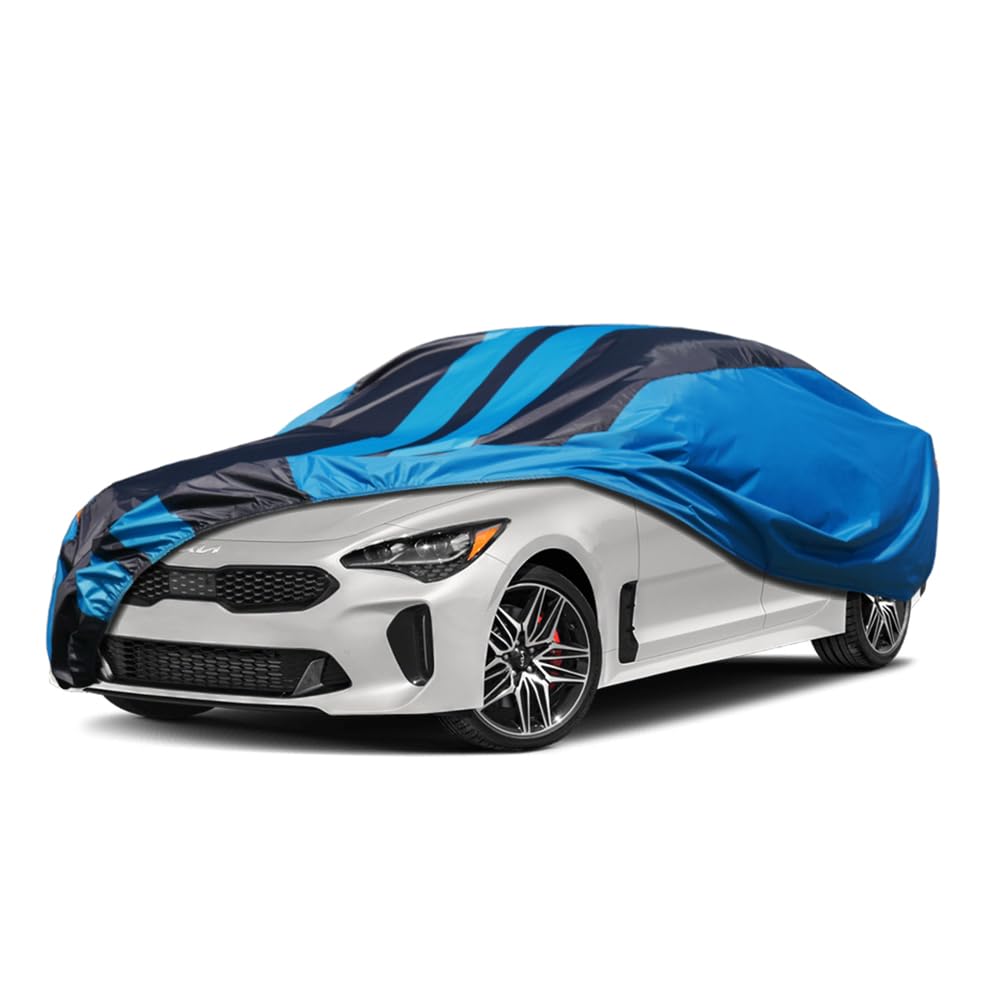 Car Cover Waterproof Custom Fit Kia Stinger（2017-2024）, Full Exterior Cover for Automobiles Lightweight Resistant Outdoor Sun UV Rain Dust Snow Wind Protection.