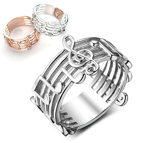 LUOEM Anello con note musicali in Argento per