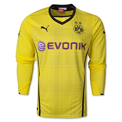 PUMA BVB Borussia Dortmund Home Soccer Stadium Long Sleeve Jersey 2013-14 (Medium) (2XL) Yellow