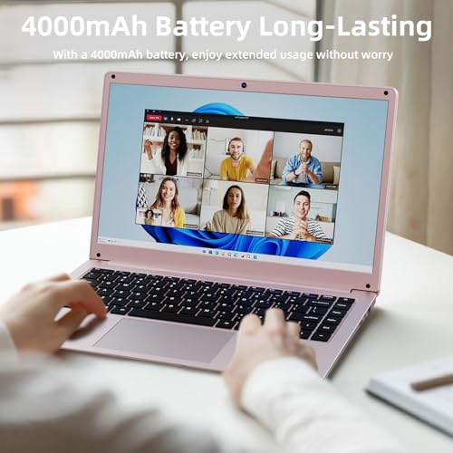 Image of 14'' Windows Laptop,Computer laptops,Celeron N4000 Processor, 8 GB RAM, 256 GB Storage,WiFi 5, Bluetooth 5.0,Windows 11, Laptop for Business, Office or Student use (Pink)