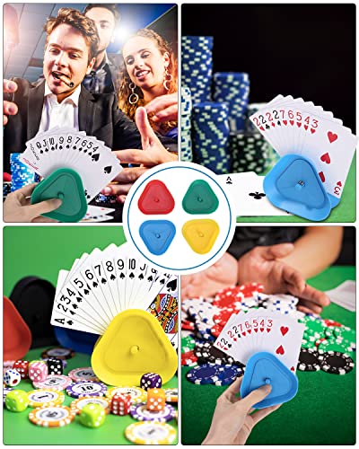 4 Stück Kinder Kartenspiel,Freisprech Kartenständer, Dreieckiger Spielkartenhalter, Kunststoff Kartenhalter, Spielkarten Halter für Senioren Erwachsene – Bild 8