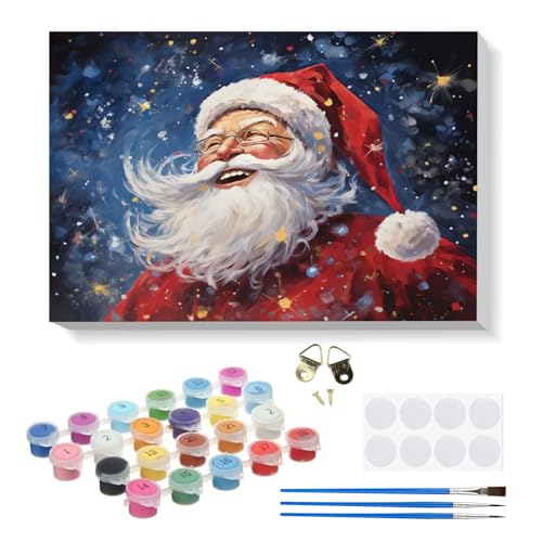 RICUVED Weihnachtsmann Malen nach Zahlen Kit mit Holzrahmen...