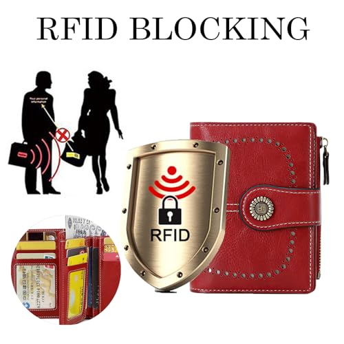 Womens Wallet Leather Bifold Rfid Blocking Wallet Credit Card Holder Wallets for Women with Zipper Pocket Wine Red4