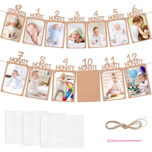 Szaboviktoria Geburtstagsdeko 1 Jahr, Fotogirlande für 1. Geburtstag, Baby...