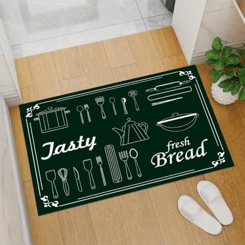 Image of HomeCloud Rubber Anti Fatigue Kitchen Rug Sets 2 Piece Non Slip Kitchen Mats for Floor Cushioned Kitchen Rugs and Mats Waterproof Comfort Standing Mat Runner for Kitchen (Fresh Bread Black)