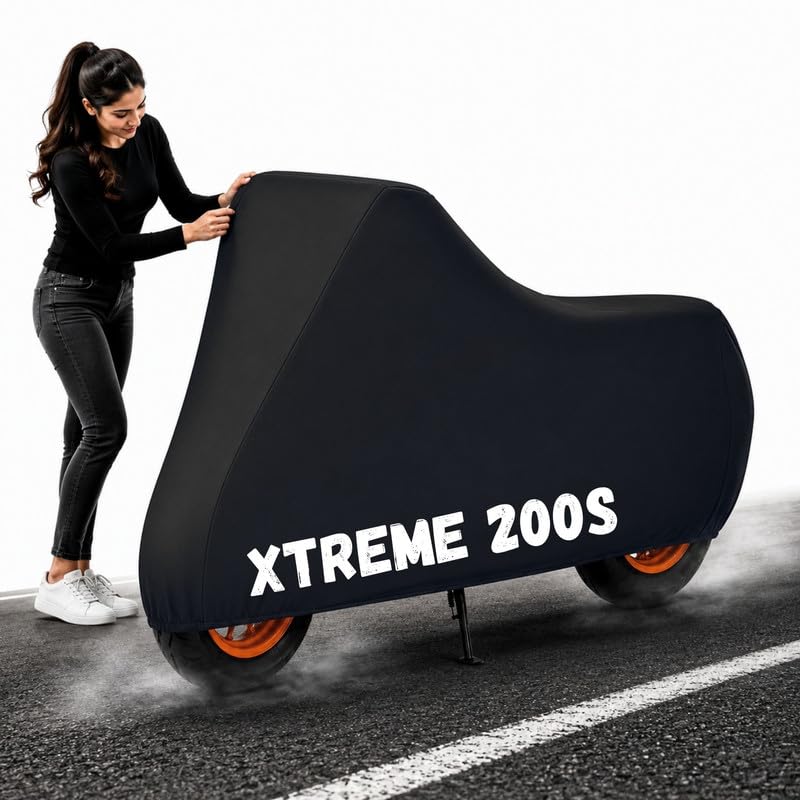 Image of Powerfull Bike Body Cover for Xtreme 200S Dustproof Scratchproof - 100% Waterproof Xtreme 200S Cover for Two Wheeler, Outdoor Full Motorcycle Cover with UV, Duty, Rain Protection - Black