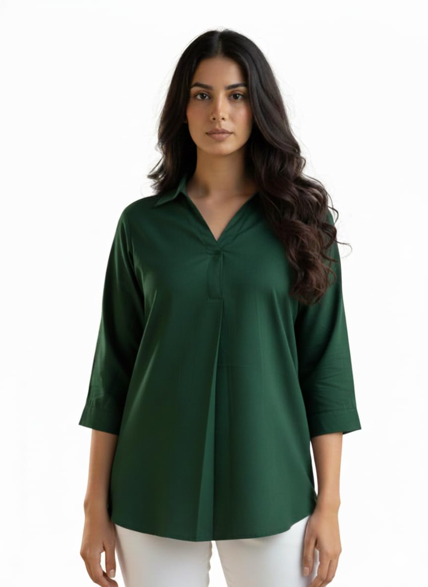 mirhanika Women Long Shirt Soft Viscose Rayon Stylish Hemline Solid Casual Top Western Tunic Shirt Office Formal Wear-picture-11
