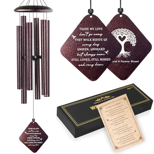 Image of Sympathy Gifts for Loss of Loved One, 32 inch Memorial Wind Chimes, Thoughtful Bereavement Gifts /Sympathy Gift /Condolences Gift Basket for Loss of Dad Mom Miscarriage (Bronze)