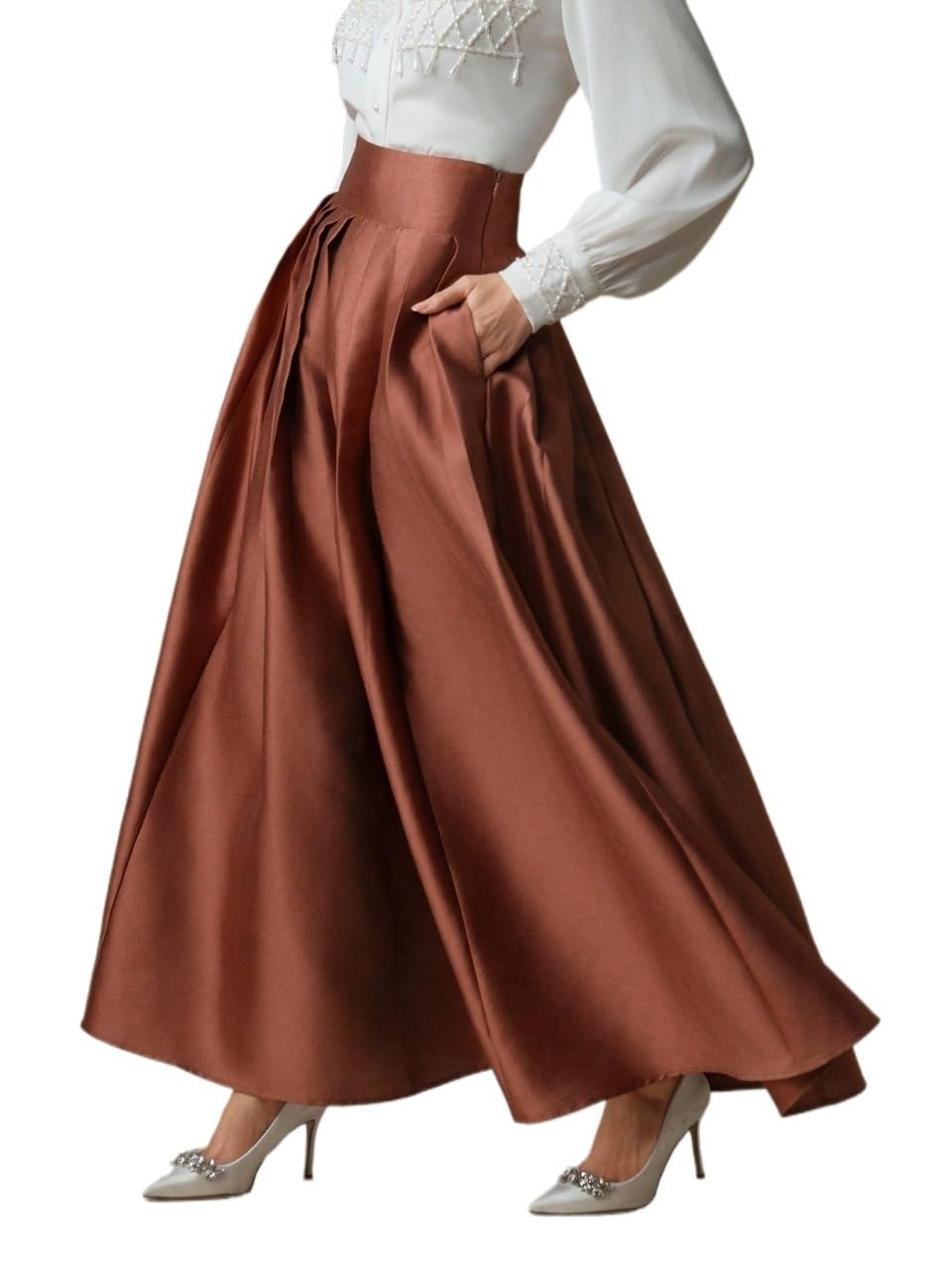 Wocrolse Skirts for Women Trendy Summer 2025 High Waist Elegant Puff Style Long Skirt