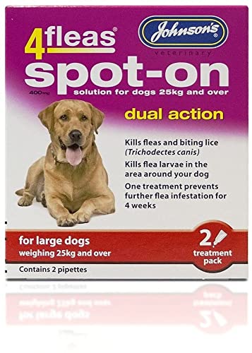 JOHNSONS 4FLEAS SPOT ON DUAL ACTION FLEA TREATMENT 2 TREATMENT PACK LARGE DOGS 25KG+