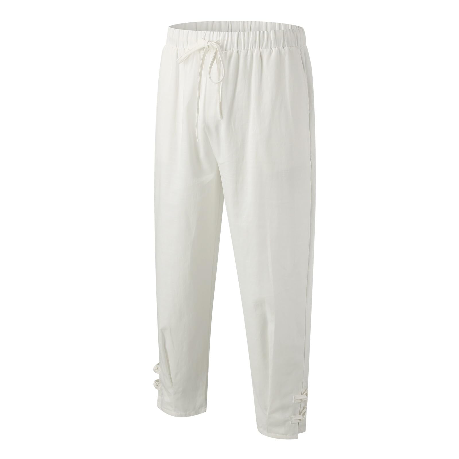 MJGkhiy Pantaloncini Uomo Cotone Leggero Lino 3/4 Pantaloni con Tasche Estivo Taglie Forti Larghi Pinocchietto Elasticizzati Pantaloncino Estivi Comodi Casual Baggy Pantalone Capri da Spiaggia e Yoga