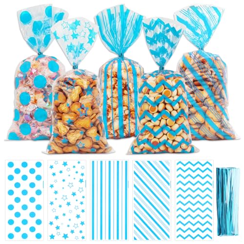 Sachets cadeaux friandises IdyllicStyle bleus pour emballages de biscuits de Saint-Valentin