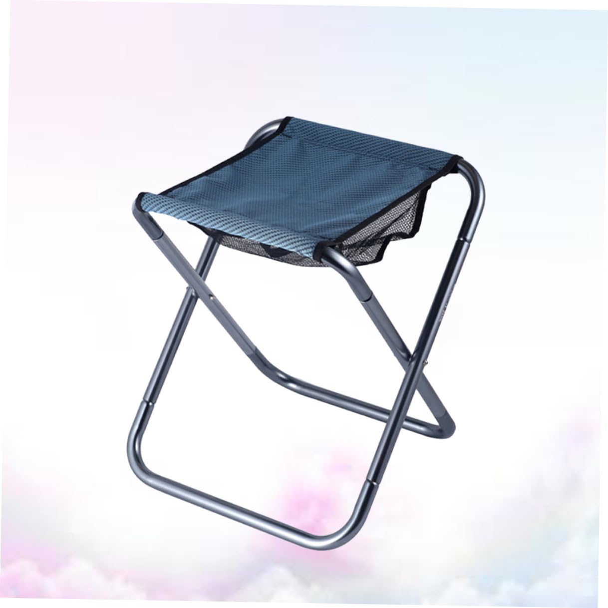 Sgabello Pieghevole Portatile in Lega di Alluminio Blu, Sgabello da Pesca Resistente e Leggero per Spiaggia e Campeggio