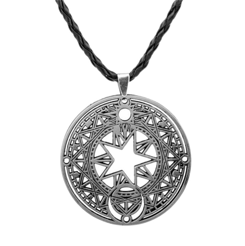 Ziper Sakura Round Magic Square Design Hollow Necklace Pendant