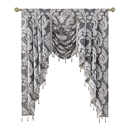 NAPEARL Jabot Vorhänge Volants und Swags-Luxus Fenster Volants für Wohnzimmer, Grau Waterfall Volants für Fenster (1 Panel, 39-Zoll breit) Cover