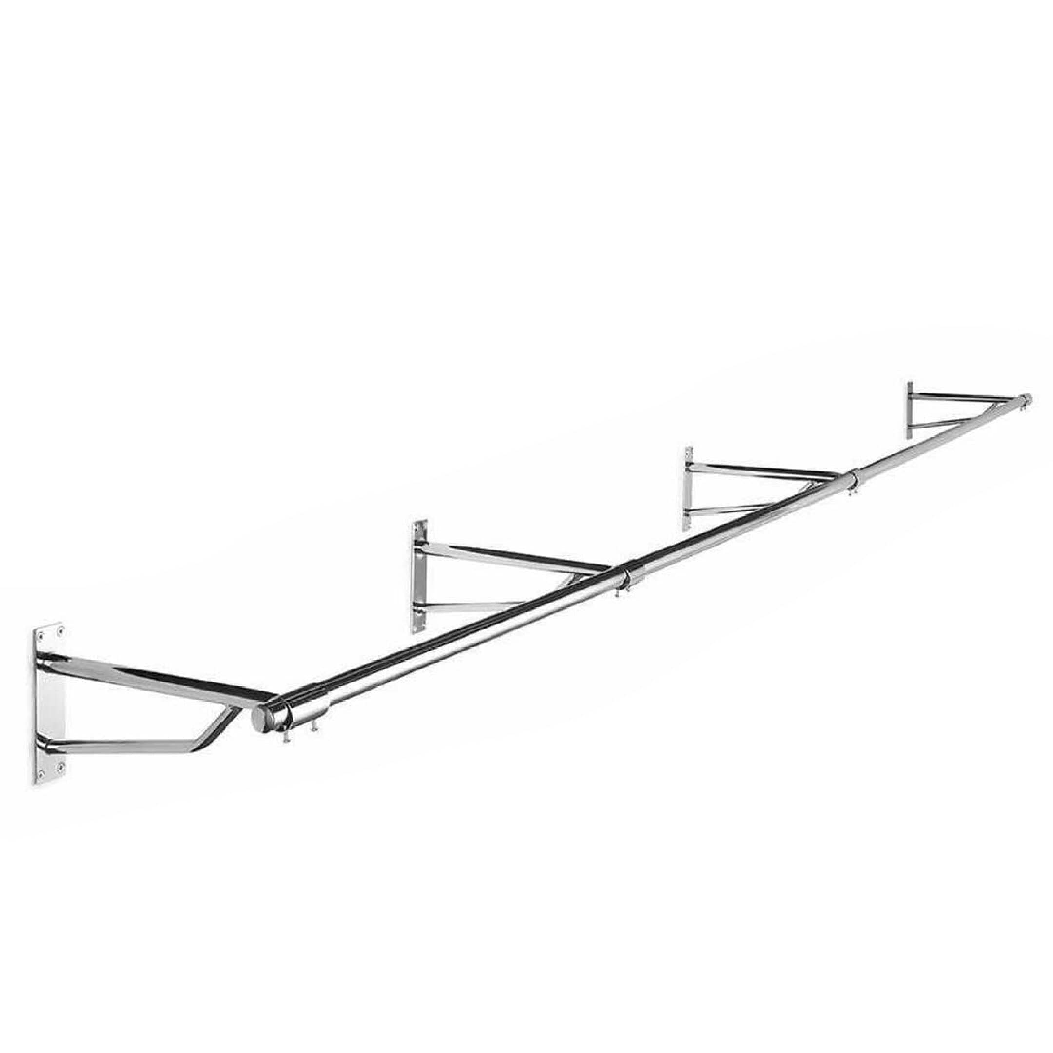 HeavyDuty 25mm OR 32mm Dia-meter Hanging Rail Tubing System for Wall, Floor, Ceiling, Roof And Walk-In Wardrobe Chrome Tubing System (8 FEET + 4 X BRACKET +2 X ENDCAP, 32MM) — image 1