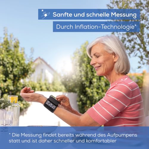 Beurer BC 54 Handgelenk-Blutdruckmessgerät mit Inflation-Technologie, farbiger Risiko-Indikator...