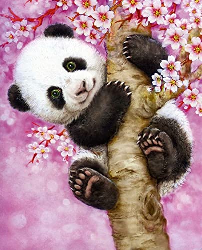 DIY 5D Diamond Painting Kit Complet, Strass Broderie Point De Croix Canevas Diamant Peinture par Numéros pour Décoration Murale Maison Enfants Adultes - Panda