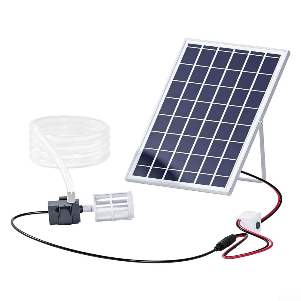 Solar Powered Water Pump Kit, 10W Panel and 240L/H Submersible Pump with Filter for Outdoor Pond Aquarium Garden Decor(with switch)