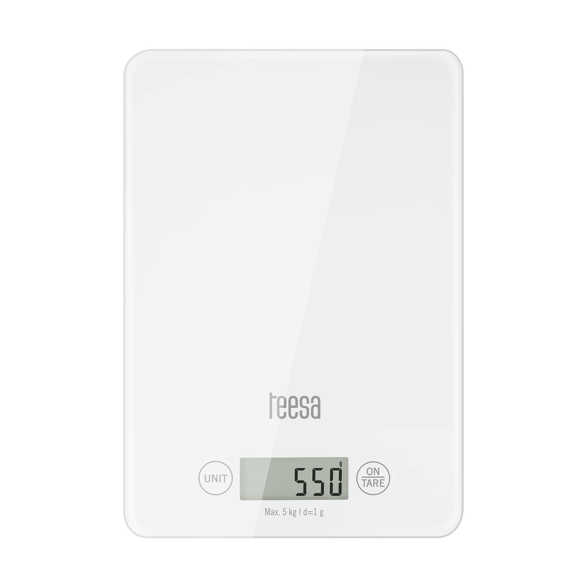 Teesa Waga Kuchenna Elektroniczna Szklana Domowa Tarowanie 5kg Biała
