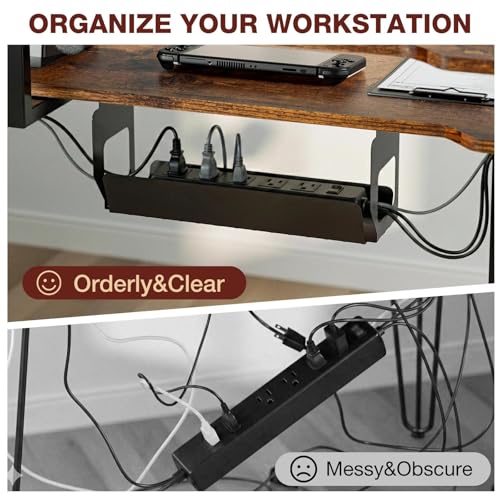 Image of Acrolix 59 inch L Shaped Standing Desk with Shelves Keyboard Tray,Rustic Brown