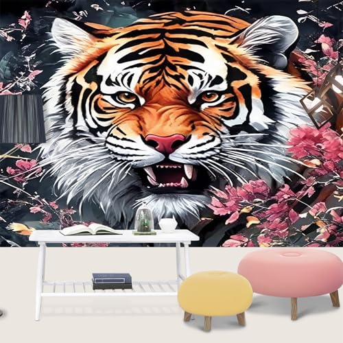 Papier peint tigre à fleurs pour métamorphoser un salon