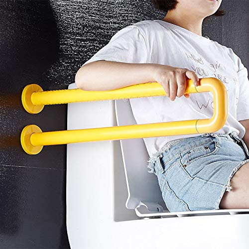 Maniglioni di Sicurezza per Bagno, corrimano di Sicurezza per WC, corrimano per Anziani e disabili, in Acciaio Inossidabile, montabili a Parete (Colore: Giallo).