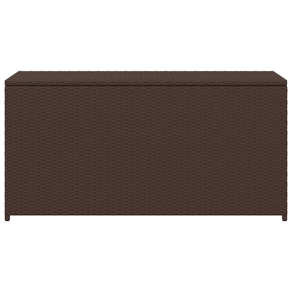 Pudełko na poduszki ogrodowe, brązowe, 120 x 50 x 60 cm, polirattan, z kieszenią wewnętrzną, pudełko na poduszki z polirattanu na poduszki, koce, poduszki i siedzisko, pudełko do