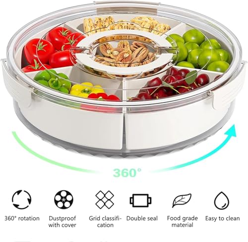 Image of Portable Divided Serving Tray Multi Purpose Large Kids Snack Spinner Snackle Box
