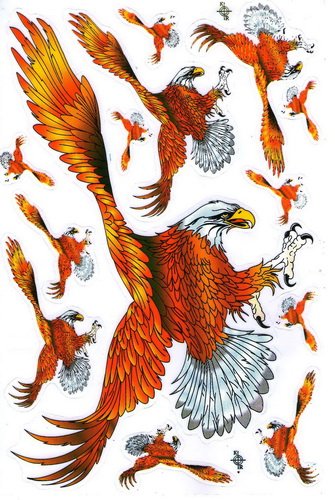 "10 Sheets" Eagle Hawk Falcon Sticker Car Racing Motorcross Decal Motorcycle Truck Graphic Logo Bicycle Bike Stickers Fire Flame