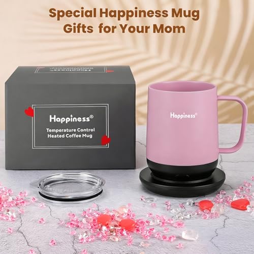 Image of Happiness Smart Heated Coffee Mug,12oz Rechargeable Electric Self Heating Temperature Control Coffee Cup