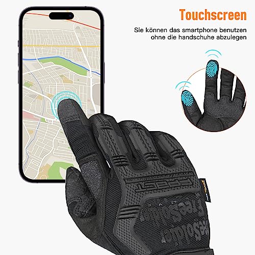 FREE SOLDIER Outdoor Handschuhe Vollfinger Taktische Handschuhe Herren Motorradhandschuhe mit gepolstertem für Fahrrad Airsoft Militär Paintball und andere Outdoor Aktivitäten(Schwarz, L)