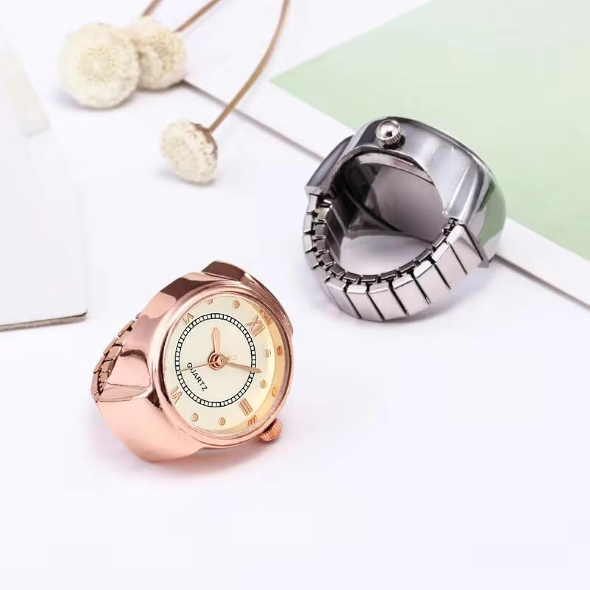 Women's Stylish Analog Dial Watch Ring, Modern Design
