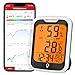 Messe mit günstig Kaufen-ThermoPro TP358 Bluetooth Hygrometer Innen Raumthermometer mit Uhrzeit 0.5℃ Genau Nachtlicht Luftfeuchtigkeitsmesser mit Aufzeichnung Thermometer Innen für Schlafzimmer, Büro, Weinkeller, Gewächshaus