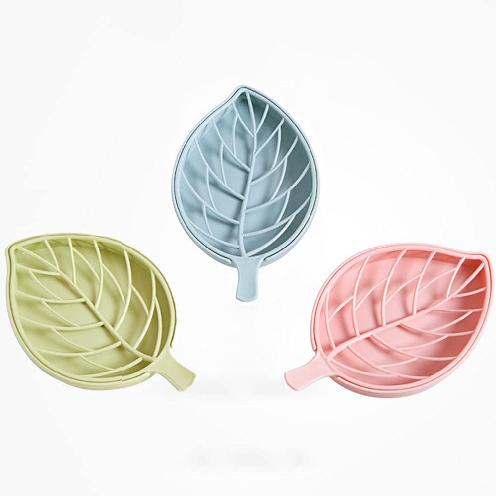STORE77� Plastic Beautiful Leaf Shape Double Layer Soap Dish Case Holder Bathroom Accessory (10 x 17 cm, Random Colors) (3) (B091L77D97) Amazon Price History, Amazon Price Tracker