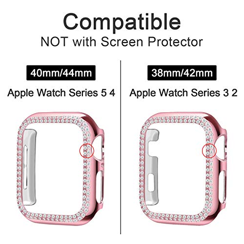 Yolovie Compatible for Apple Watch Case 40mm Series 6 SE Series 5 Series 4 iWatch Face Cover with Bling Crystal Diamonds Shiny Rhinestone Bumper Protective for Women(Double Diamonds - Image 2