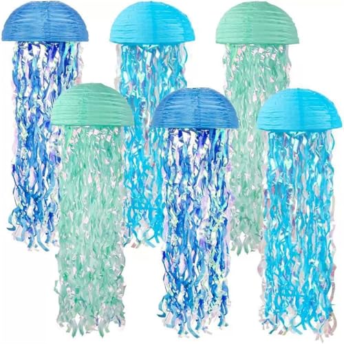 Décoration Anniversaire Pompons Papier Couronnes Fête Mariage Noël Bleu Vert 6 Pcs