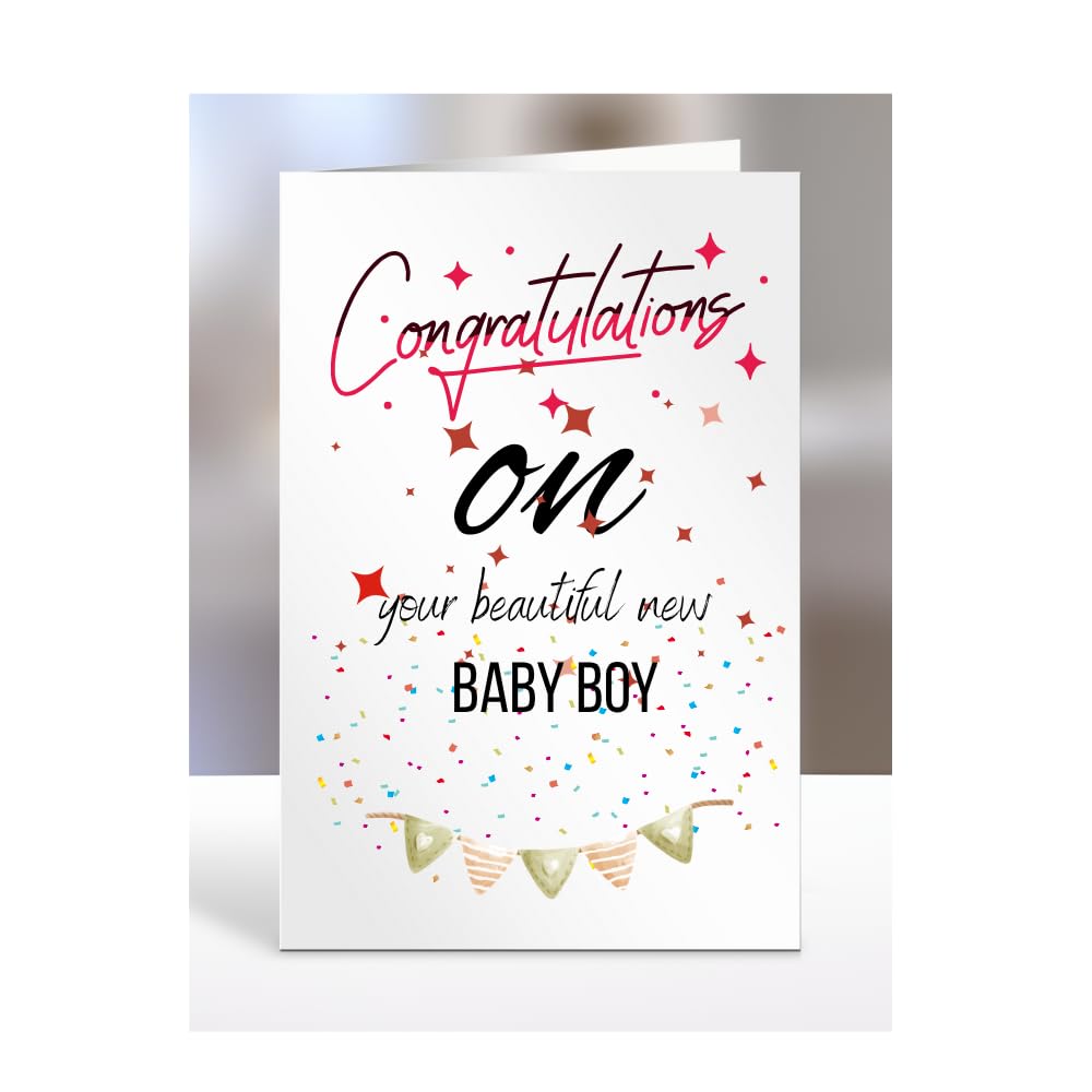 Congratulations on your beautiful new baby boy card gifts for daughter, sister, daughter in law, son, son inlaw, niece, nephew, grandson, brother, A5-119_18