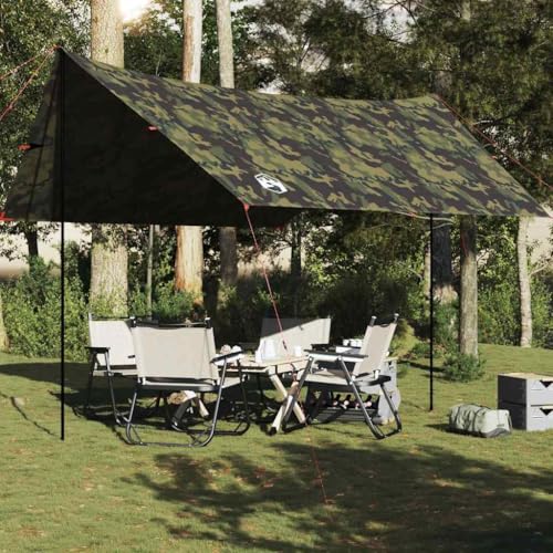 Bâche de camping imperméable avec coutures étanches et mats de soutien inclus
